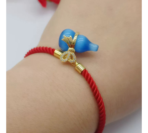 Тибетський Браслет на червоній нитці Гарбуз Ву Лу для здоров'я й повноцінного життя Будди Медицини з ляпи-лазуриту