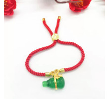 Тибетський Браслет на червоній нитці Гарбуз Ву Лу для здоров'я й повноцінного життя Будди Медицини з нефриту