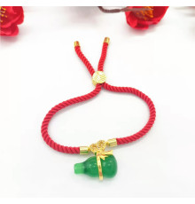 Тибетський Браслет на червоній нитці Гарбуз Ву Лу для здоров'я й повноцінного життя Будди Медицини з нефриту