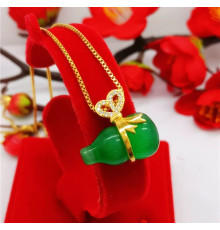 Золота Підвіска Амулет Ізобілія Гарбуз Ву Лу для здоров'я та повноцінного життя Будди Медицини з нефриту