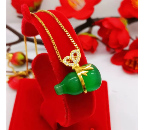 Золота Підвіска Амулет Ізобілія Гарбуз Ву Лу для здоров'я та повноцінного життя Будди Медицини з нефриту