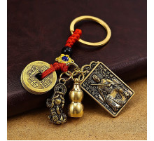 Тибетський Брелок Тай Суй Захист, гарбуз Ву Лу Здоров'я, Пі Яо для Багатства та китайські монети на 9 період