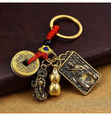 Тибетський Брелок Тай Суй Захист, гарбуз Ву Лу Здоров'я, Пі Яо для Багатства та китайські монети на 9 період