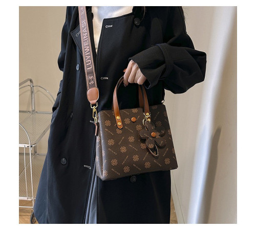 Брендова сумка з Чотирилисним Клевером і Брелоком Удачі для приваблення грошей коричневий колір