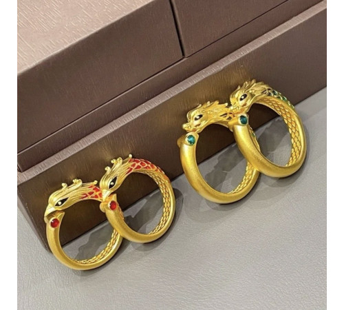 Золоте кільце Дракон і Фенікс пара для щастя й процвітання, Удача в сім'ї, Удача на 20 років