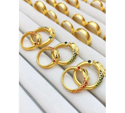 Золоте кільце Дракон і Фенікс пара для щастя й процвітання, Удача в сім'ї, Удача на 20 років