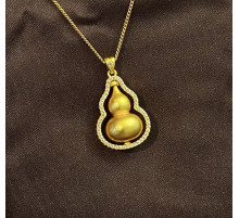 Золота Підвіска Гарбуз Ву Лу з фіанітами для гарного Здоров'я та Ісцелення, Велика Удача в 9 періоді