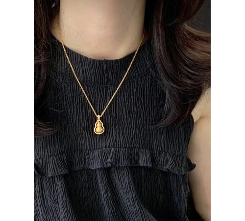 Золота Підвіска Гарбуз Ву Лу з фіанітами для гарного Здоров'я та Ісцелення, Велика Удача в 9 періоді