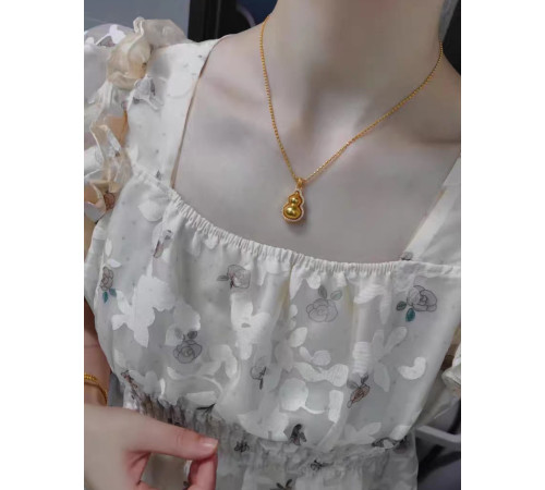 Золота Підвіска Гарбуз Ву Лу з фіанітами для гарного Здоров'я та Ісцелення, Велика Удача в 9 періоді