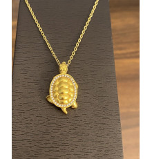 Тибетська Золота підвіска Черепаха з Фіанітами для правильного часу, здоров'я, багатство, довголіття