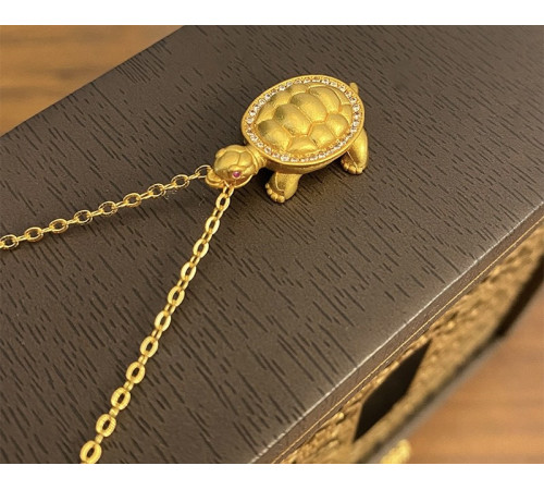 Тибетська Золота підвіска Черепаха з Фіанітами для правильного часу, здоров'я, багатство, довголіття