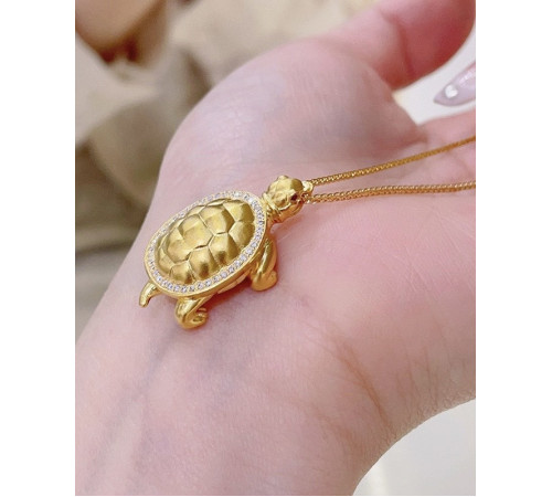 Тибетська Золота підвіска Черепаха з Фіанітами для правильного часу, здоров'я, багатство, довголіття