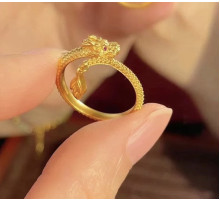 Тибетське Золоте кільце Сакральний Дракон із фіанітами для здійснення ваших бажань у 9 періоді та удачі