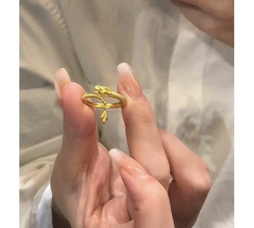 Тибетське Золоте кільце Сакральний Дракон із фіанітами для здійснення ваших бажань у 9 періоді та удачі