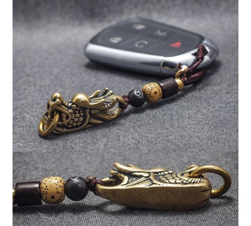 Брелок Тибетський Сакральний Голова Дракона мідний для Більших Дедерег, Удачі, Здоров'я, Захисти та Любові 9 період