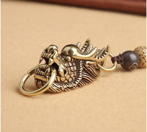 Брелок Тибетський Сакральний Голова Дракона мідний для Більших Дедерег, Удачі, Здоров'я, Захисти та Любові 9 період