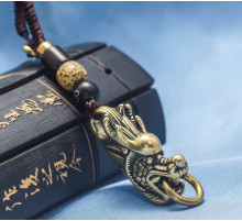 Брелок Тибетський Сакральний Голова Дракона мідний для Більших Дедерег, Удачі, Здоров'я, Захисти та Любові 9 період