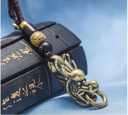 Брелок Тибетський Сакральний Голова Дракона мідний для Більших Дедерег, Удачі, Здоров'я, Захисти та Любові 9 період