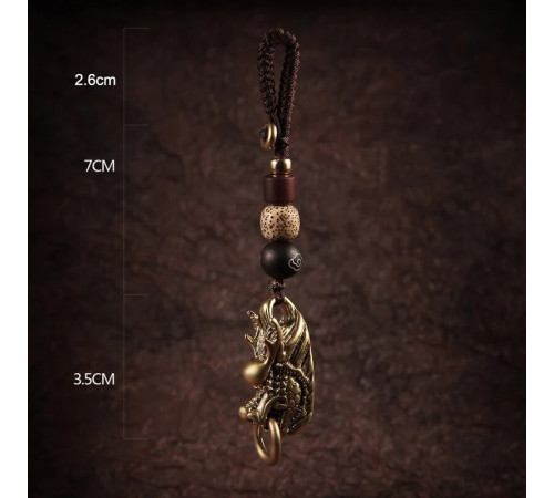 Брелок Тибетський Сакральний Голова Дракона мідний для Більших Дедерег, Удачі, Здоров'я, Захисти та Любові 9 період