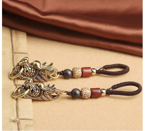 Брелок Тибетський Сакральний Голова Дракона мідний для Більших Дедерег, Удачі, Здоров'я, Захисти та Любові 9 період