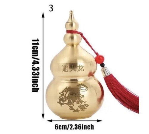 Тибетська Мідна гарбуз Ву Лу для Здоров'я і Довгоріччя з Драконом і з піском Калачакри та Кінарі 9 період