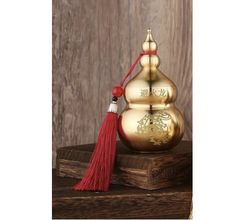 Тибетська Мідна гарбуз Ву Лу для Здоров'я і Довгоріччя з Драконом і з піском Калачакри та Кінарі 9 період