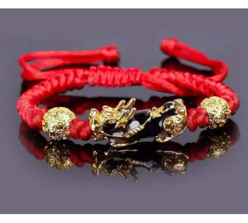 Тибетський Браслет Пі Яо на червоній нитці збільшення багатства на 9 період