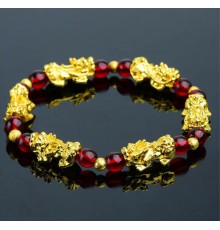 Браслет Пі Яо з червоним агатом для удачі, любові та грошей на 9 період