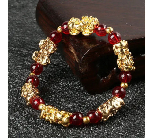 Браслет Пі Яо з червоним агатом для удачі, любові та грошей на 9 період