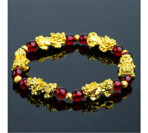 Браслет Пі Яо з червоним агатом для удачі, любові та грошей на 9 період