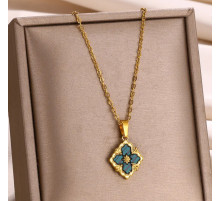 Позолочена підвіска Чотирилиста конюшина з Зеленим Малахітом для великих грошей і удачі 9 період