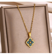 Позолочена підвіска Чотирилиста конюшина з Зеленим Малахітом для великих грошей і удачі 9 період