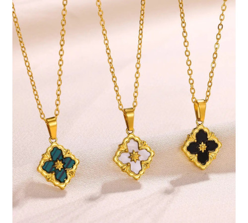 Позолочена підвіска Чотирилиста конюшина з Зеленим Малахітом для великих грошей і удачі 9 період