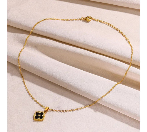 Золота підвіска Чотирилиста конюшина з чорним Агатом для великих грошей і удачі 9 період