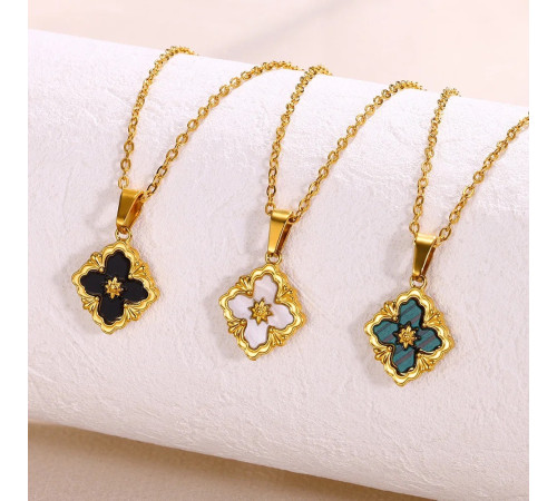 Золота підвіска Чотирилиста конюшина з Білим Перламутровим Кварцем для великих грошей і удачі 9 період