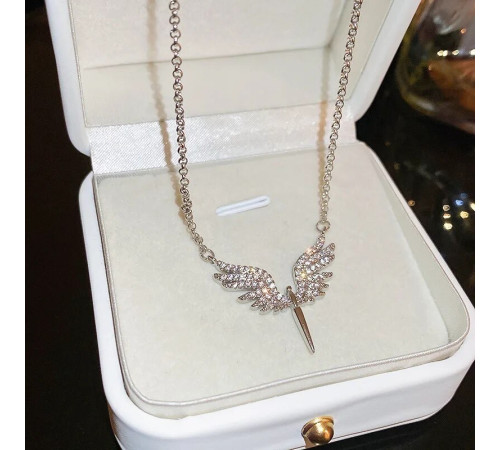 Срібна Підвіска Крилья Ангела з Фіанітами Малайзія для захисту та здійснення ваших бажань