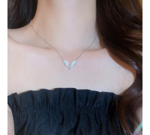 Срібна Підвіска Крилья Ангела з Фіанітами Малайзія для захисту та здійснення ваших бажань