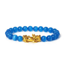 Тибетський Браслет із блакитного котячого ока з Пі Яо для Захисту, удачі, Здоров'я, Денег, Поліпшення Карми