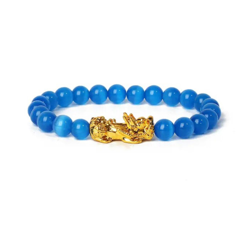 Тибетський Браслет із блакитного котячого ока з Пі Яо для Захисту, удачі, Здоров'я, Денег, Поліпшення Карми