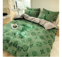 Турмалінова шовкова постільна білизна зі срібною ниткою із зеленим чотирилистним конюшиною Вековий Схід