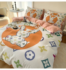 Турмалінова шовкова постільна білизна зі срібною ниткою з різнобарвним чотирилистним конюшином для удачі