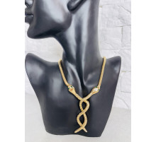 Золота сакральна підвіска Дві Змії зі смарагдом для Здоров'я, Багатства, Подвійного удачі та здійснення Жела