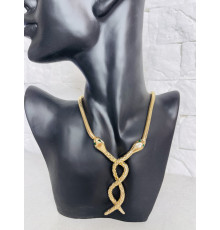 Золота сакральна підвіска Дві Змії зі смарагдом для Здоров'я, Багатства, Подвійного удачі та здійснення Жела