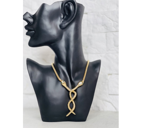 Золота сакральна підвіска Дві Змії зі смарагдом для Здоров'я, Багатства, Подвійного удачі та здійснення Жела