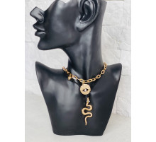 Золота сакральна підвіска Змія з блакитним топазом і амулетом від вічка для Здоров'я, Багатства, удачі Счастья