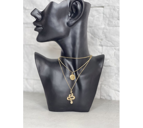 Золота сакральна підвіска Змія з фіанітами та мандолою для Здоров'я, Багатства, удачі та здійснення Жела