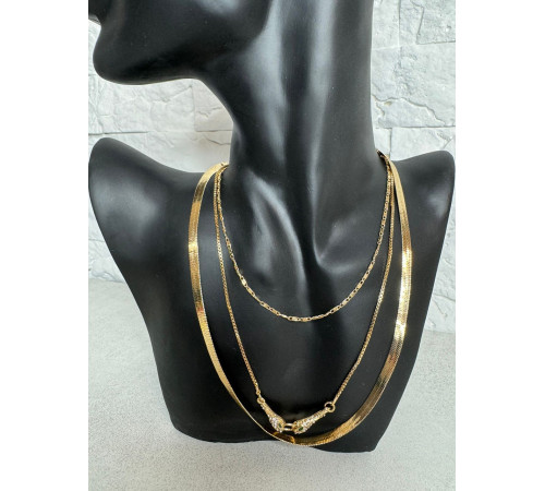 Золота сакральна підвіска Дві голови Змії з фіанітами та смарагдом для Здоров'я, Багатства, Подвійної удачі