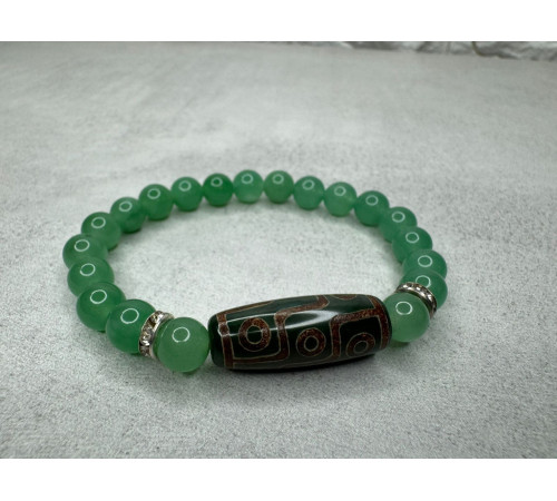 Бусина Дзі 9 очей в браслеті з зеленого тибетського нефриту 9 сил на 9 період здійснення Желань, Здоров'я