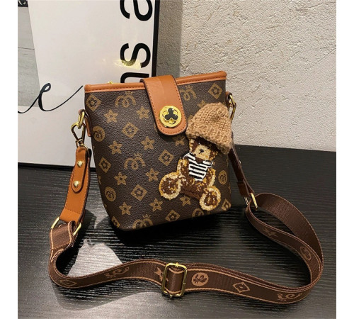 Брендова Сумка із сакральними символами та з Ведмедик Polo Ralph Lauren для удачі та приваблення грошей коричневий