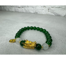 Браслет Дракон із захисною мантрою із Зеленого Нефриту для Здоров'я, Захисти та Багатство з Сінгапуру 9 період
